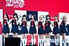 Members of UNIS pose for photos during a showcase held on April 15 at Yes24 Live Hall in eastern Seoul ahead of the release of its second EP 'Swicy.” [DANIELA GONZALEZ PEREZ]