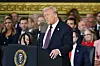 U.S. President Donald Trump speaks after being sworn in as the 47th President in the U.S. Capitol Rotunda in Washington, D.C., on Jan. 20. [UPI/YONHAP]