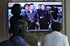 A television screen shows a file image of North Korean leader Kim Jong-un during a news program at Seoul Railway Station in Seoul on May 8. [AP/YONHAP]