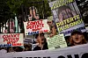 Demonstrators hold placards as Filipino students and activists demand the conviction and imprisonment of former Philippine president Rodrigo Duterte during a protest ahead of his first International Criminal Court appearance, in Quezon City, Philippines, on March 14. [REUTERS/YONHAP]