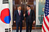 Foreign Minister Cho Hyun, left, speaks with U.S. Secretary of State Marco Rubio at the start of their talks in Washington on Feb. 3 in this photo provided by the Foreign Ministry in Seoul. [YONHAP]