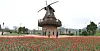 Tulips abloom near a museum set up in remembrance of Hendrik Hamel in Gangjin County. The location is close to where Hamel is thought to have lived in South Jeolla. [GANGJIN COUNTY OFFICE]