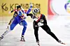 Kim Gil-li, front, competes during the women's 3000-meter relay quarterfinal at the International Skating Union Short Track World Tour Mokdong Ice Rink in western Seoul on Friday. [NEWS1]