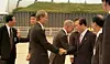 Former Korean President Kim Dae-jung arrives in Amsterdam in September 2002. [KOREA TV]