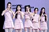 Girl group ILLIT poses for a photo during a press showcase on June 16 at Yes24 Live Hall in eastern Seoul for the release of its third EP, ″bomb.″ [DANIELA GONZALEZ PEREZ]