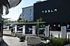Outdoor seating, supercharging stalls and a 45-foot LED screen are seen at Elon Musk's Tesla Diner on Santa Monica Blvd in the Hollywood neighborhood of Los Angeles on July 8. [AFP/YONHAP]