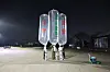 The Families of Abductees to North Korea Association prepares to launch eight balloons carrying anti-North Korea leaflets toward the North from behind the fence at Peace Land in Paju, Gyeonggi, on April 27. [FAMILIES OF ABDUCTEES TO NORTH KOREA ASSOCIATION]