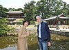Ambassador of the Netherlands to Korea, Joanne Doornewaard, left, and her husband, Wouter Verhey, agricultural counselor at the Embassy of the Netherlands in Beijing, at the secret garden of Changdeok Palace, a Unesco World Heritage site in central Seoul, on May 26. [PARK SANG-MOON]