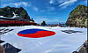 The Korean flag is spread over a dock on Dokdo on June 30 in this file photo provided by Prof. Seo Kyoung-duk of Sungshin University. [YONHAP]