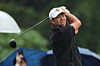 An Byeong-hun tees off on the second hole during the third round of the Baycurrent Classic at the Yokohama Country Club in Yokohama, Japan, on Oct. 11, 2025. [AP/YONHAP]