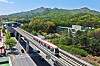 An aerial view of a light rail transit station and train in Uijeongbu, Gyeonggi [U LINE]