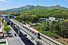 An aerial view of a light rail transit station and train in Uijeongbu, Gyeonggi [U LINE]