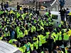 Residents of Seongju, North Gyeongsang, clash with police on April 28, 2021, as they try to block a road being used by the South Korean military to deliver equipment to the U.S. Terminal High Altitude Area Defense base. [KIM JUNG-SEOK]