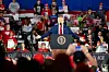 U.S. President Donald Trump celebrates his 100 days in office in Warren, Michigan, on April 29. [EPA/YONHAP]
