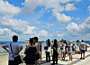 Visitors take in a view of North Korea from the Aegibong Peace Ecological Park in Gimpo, Gyeonggi, on Aug. 22. [JOONGANG ILBO]