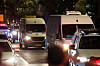A convoy transporting the bodies of deceased hostages, kidnapped during the deadly Oct. 7, 2023 attack by Hamas, arrives at Abu Kabir forensic centre, as part of a prisoner-hostage swap and a ceasefire deal between Israel and Hamas, in Tel Aviv, Israel on Oct. 15. [REUTERS/YONHAP]