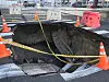 A sinkhole appears near a rail construction site in Busan on April 13. Photo is not related to the article. [SASANG-GU OFFICE]