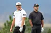 Im Sung-jae, left, and Kim Si-woo look on from the sixth tee during the third round of the BMW Championship at Castle Pines Golf Club in Castle Rock, Colorado on Saturday. [GETTY IMAGES]
