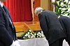 Japanese officials hold a memorial ceremony commemorating the workers from the Sado mine complex during World War II, on Sado Island, Niigata Prefecture, off Japan's west coast, on Sept. 13. [YONHAP]