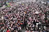 Protesters opposed to Yoon's impeachment gather at a rally near Gwanghwamun Square in Jongno District, central Seoul, on Feb. 15. [YONHAP]