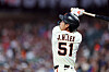 Lee Jung-hoo of the San Francisco Giants hits a double against the Chicago Cubs in the fourth inning at Oracle Park on August 27, in San Francisco, California.  [AFP/YONHAP]