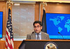 Vedant Patel, the State Department's deputy spokesperson, speaks during a press briefing at the department in Washington on Oct. 22. [YONHAP]