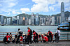 Schoolchildren line up for a view of Victoria Harbour in Hong Kong on May 15. [AFP/YONHAP]