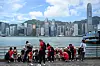 Schoolchildren line up for a view of Victoria Harbour in Hong Kong on May 15. [AFP/YONHAP]