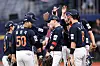 The Hanwha Eagles celebrate after winning a KBO game against the Kiwoom Heroes at Gocheok Sky Dome in western Seoul on May 9. [YONHAP]