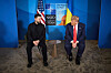 U.S. President Donald Trump, right, and Ukraine's President Volodymyr Zelensky attend a meeting on the sidelines of NATO summit in The Hague, Netherlands, on June 25. [REUTERS/YONHAP]