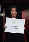 Heo Ga-young holds her award after winning the First Prize in the La Cinef section of this year's Cannes Film Festival on May 22 [NEWS1]
