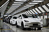 Employees work at the Tesla Gigafactory in Shanghai, China. [XINHUA/YONHAP]