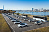 Nexo hydrogen-powered vehicles and Universe Fuel Cell hydrogen buses prepared for the Hydrogen Council CEO Summit are seen in this photo provided by Hyundai Motor Group on Dec. 1. The group said it will use the summit, held in Seoul from Dec. 2 to 4, to promote Korea’s hydrogen industry competitiveness. [HYUNDAI MOTOR GROUP]