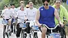 Participants in the 1st My PACE Hangang Triathlon Festival ride bicycles along the Han River on June 1, 2024. [NEWS1]