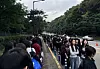 People queued for many hours before entering the Yongin Speedway to see the Peaches Run Universe 2025 show run event in Yongin, Gyeonggi on Sunday. [CHO YONG-JUN]