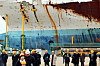 The salvaged Sewol ferry stands at a port in Mokpo, South Jeolla, on Jan. 2, where bereaved families of the victims and civic groups held a press conference calling for prosecution of those responsible for the disaster that took the lives of over 300 people, many of them students, nearly 10 years ago. [YONHAP]