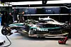 The Mercedes-AMG F1 W13 E Performance racing car is parked at a pit lane on Sunday at the Peaches Run Universe 2025 show run event in Yongin, Gyeonggi. [CHO YONG-JUN]