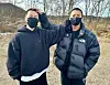 BTS members Jimin, left, and Jungkook pose for the camera on Dec. 12, 2023, the day they began their military service together. [SCREEN CAPTURE/BIGHIT MUSIC]