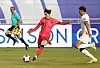 Korea's Yang Min-hyeok shoots during a 2026 World Cup qualifier against Jordan at Suwon World Cup Stadium in Suwon, Gyeonggi, on March 25. [YONHAP]
