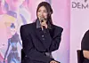 Netflix “KPop Demon Hunters” artist EJAE, who did the singing voice behind the film's fictional girl group HUNTR/X’s Rumi, speaks during a press conference held at CGV Yongsan in central Seoul on Oct. 15.