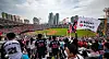 Baseball fans are seen cheering during a Lotte Giants game at Sajik Baseball Stadium in Busan. [LOTTE GIANTS]