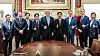 President Donald Trump, center, and Korea’s trade delegation pose for a group photo at the White House in Washington, on July 30 after reaching a tariff agreement. [WHITE HOUSE]