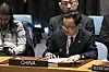 Dai Bing, China's deputy ambassador to the United Nations, speaks during a Security Council meeting at the UN headquarters in New York on Dec. 22, 2023. [AP/YONHAP]