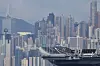 China's first domestically built aircraft carrier Shandong sits anchored after arriving in Hong Kong on July 3. [AFP/YONHAP]
