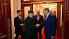 In this footage released by the North's state-controlled Korean Central Television, North Korean leader Kim Jong-un, left, shakes hands with Russian Foreign Minister Sergei Lavrov during the latter's visit to Pyongyang on Oct. 19. [YONHAP]