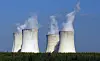 Four of the cooling towers of the Dukovany nuclear power plant rise high above the natural surroundings of Dukovany, Czech Republic. [AP/YONHAP]