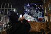 Fans look at a mural of former Tottenham Hotspur captain Son Heung-min outside the stadium ahead of a UEFA Champions League match between Tottenham and Slavia Praha in London on Dec. 9.  [EPA/YONHAP]