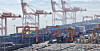 Export-bound containers and cars are seen at Pyeongtaek Port in Gyeonggi on Aug. 1. [NEWS1]