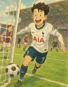 This image, created by ChatGPT, shows Son Heung-min of Tottenham Hotspur in a Studio Ghibli-style illustration. [YONHAP]