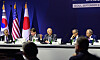 Hyundai Motor Group Executive Chair Euisun Chung, center, delivers opening remarks at the second Trilateral Executive Dialogue among Korea, the United States and Japan at the Grand Hyatt Seoul on Sept. 4, 2024. [HYUNDAI MOTOR GROUP]